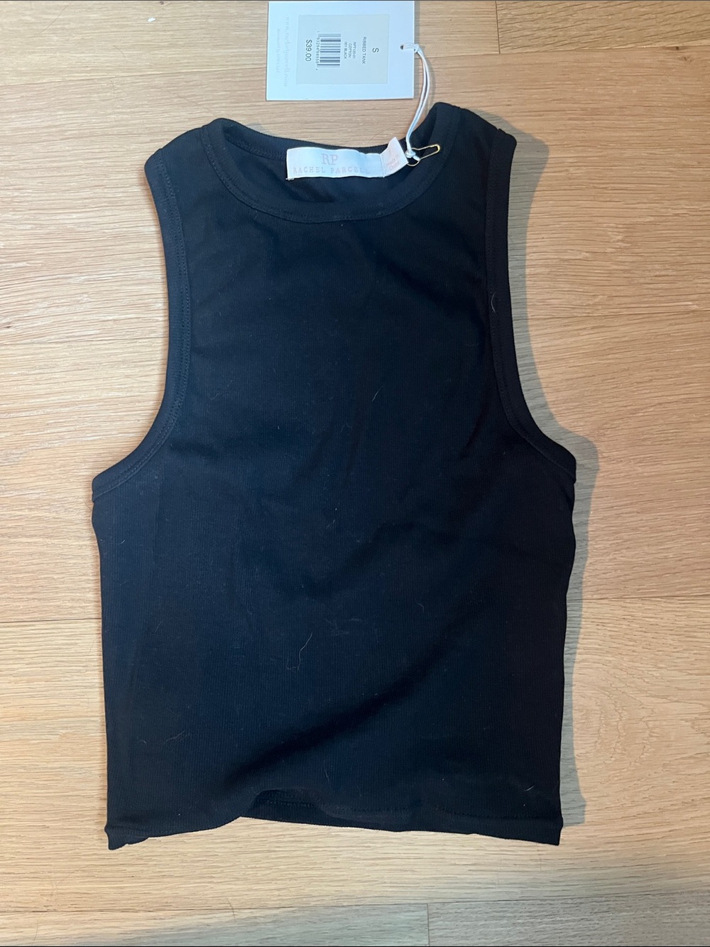 Rachel Parcell Black Cropped Rib Tank Top